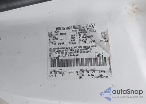 2000 Ford F-150 Work Series/Xl/Xlt z USA, uszkodzony, nr VIN 1FTZF1726YKA41462